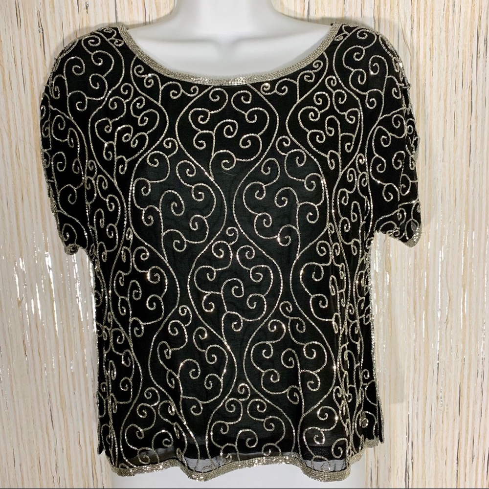 SweeLo Beaded Sequins Evening Top